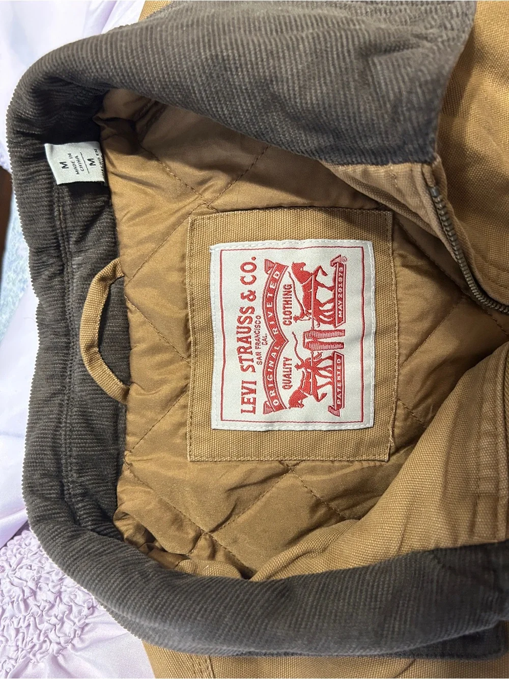 Levi's Tan Canvas Field Jacket with Dark Brown Corduroy Collar